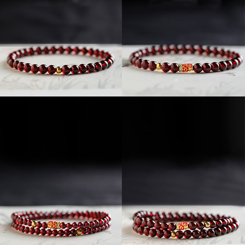 Buddha Stones 999 Gold Koi Fish Natural Garnet Protection Bracelet - image 18