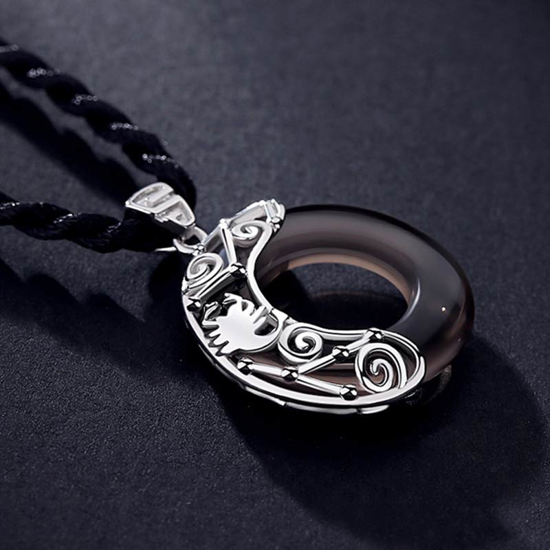 Buddha Stones 12 Constellations of the Zodiac Ice Obsidian Blessing Round Pendant Necklace - image 16