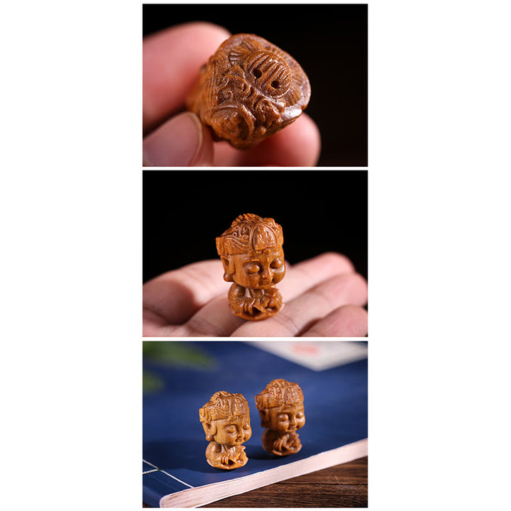 Chinese Zodiac Natal Buddha Green Sandalwood Lotus Engraved Positive Home Decoration - image 7