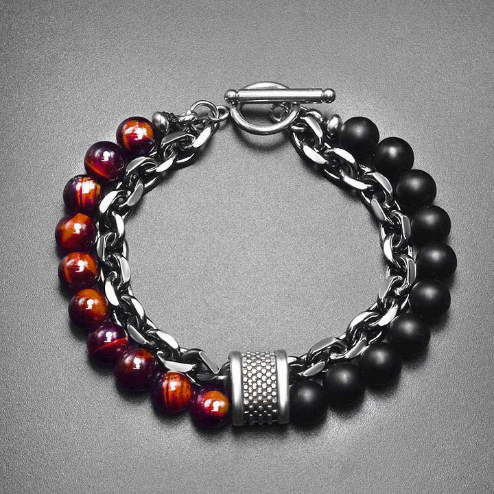 Buddha Stones Natural Tiger Eye Lazurite Lapis Lazuli Protection Bracelet - Red Tiger'eye - image 8