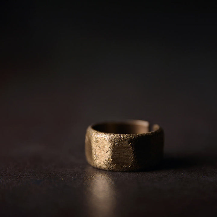 Tibetan Simple Design Copper Brass Frosted Wealth Ring - 10mm - 56.2mm - image 10