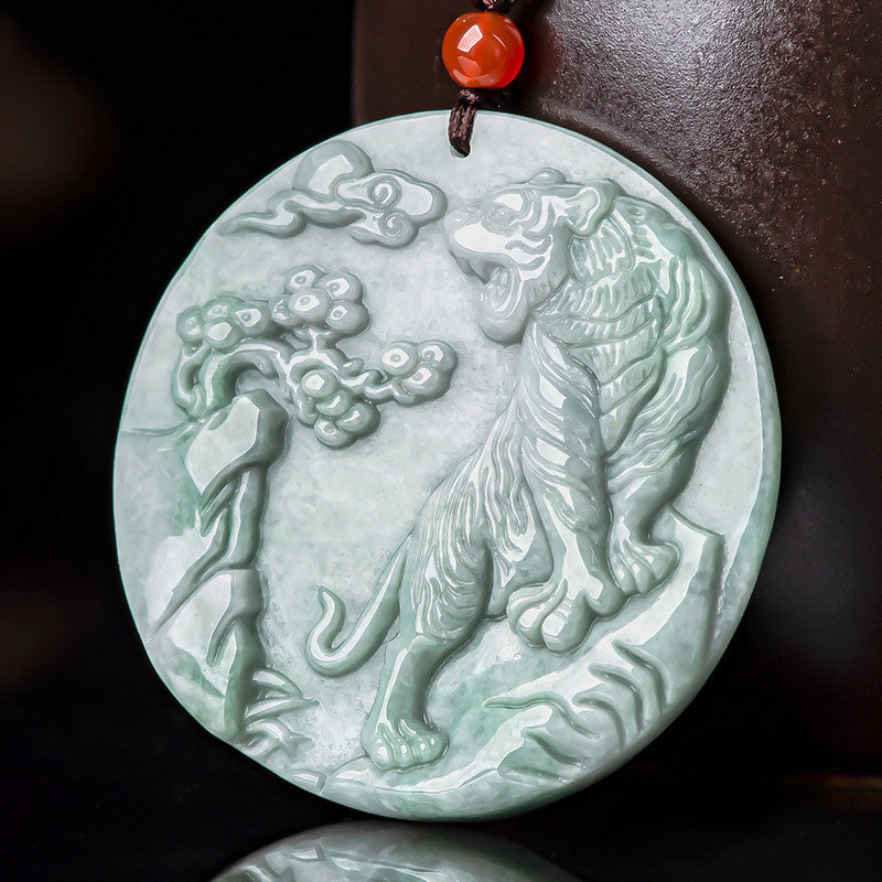 Buddha Stones Chinese Zodiac Tiger Jade Protection Necklace String Pendant - image 2