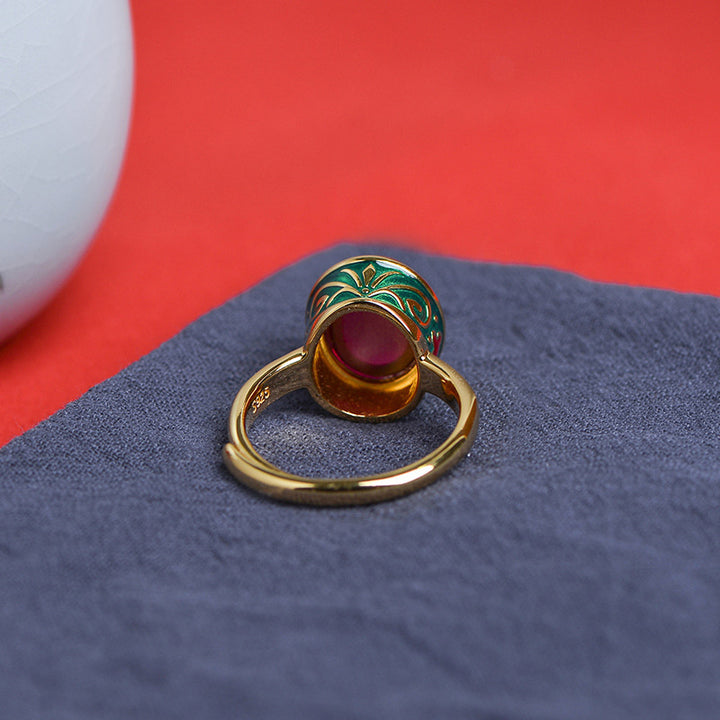 925 Sterling Silver Red Corundum Courage Ring - image 12