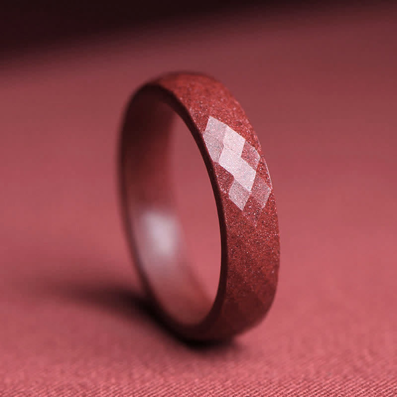 Buddha Stones Cinnabar Om Mani Padme Hum Auspicious Clouds Blessing Ring - Prismatic - 22mm - image 5