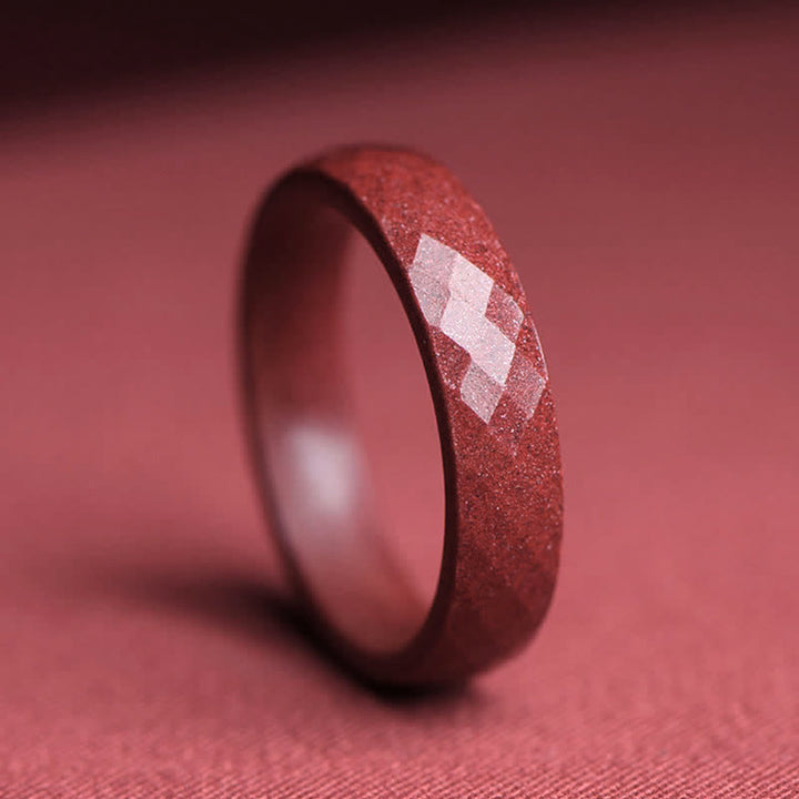 Buddha Stones Cinnabar Om Mani Padme Hum Auspicious Clouds Blessing Ring - Prismatic - 22mm - image 5