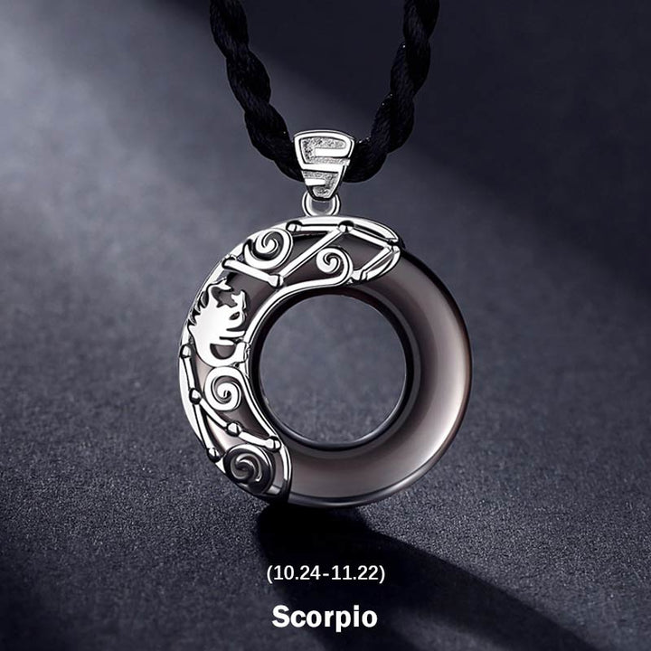 Buddha Stones 12 Constellations of the Zodiac Ice Obsidian Blessing Round Pendant Necklace - Scorpio - image 8