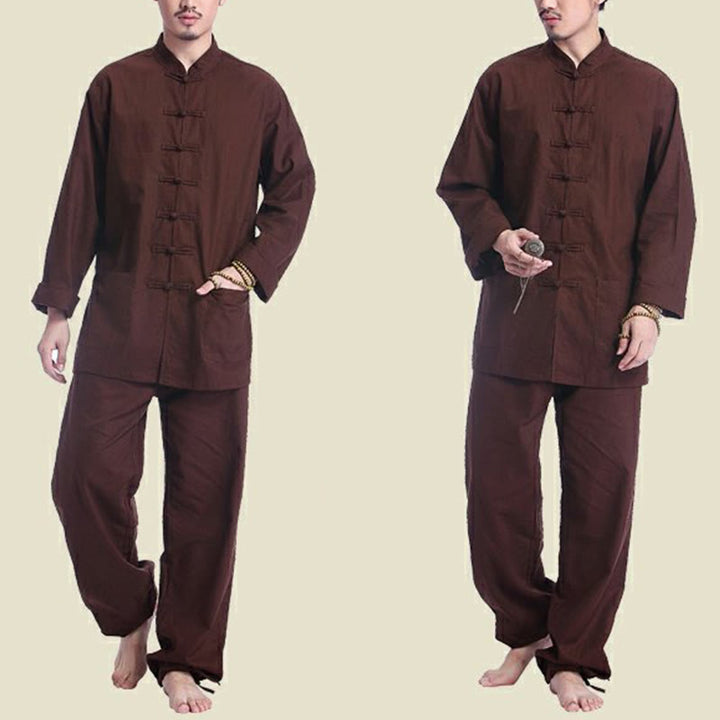 Buddha Stones Chinese Frog Button Design Meditation Prayer Cotton Linen Spiritual Zen Practice Yoga Clothing Men's Set - image 15