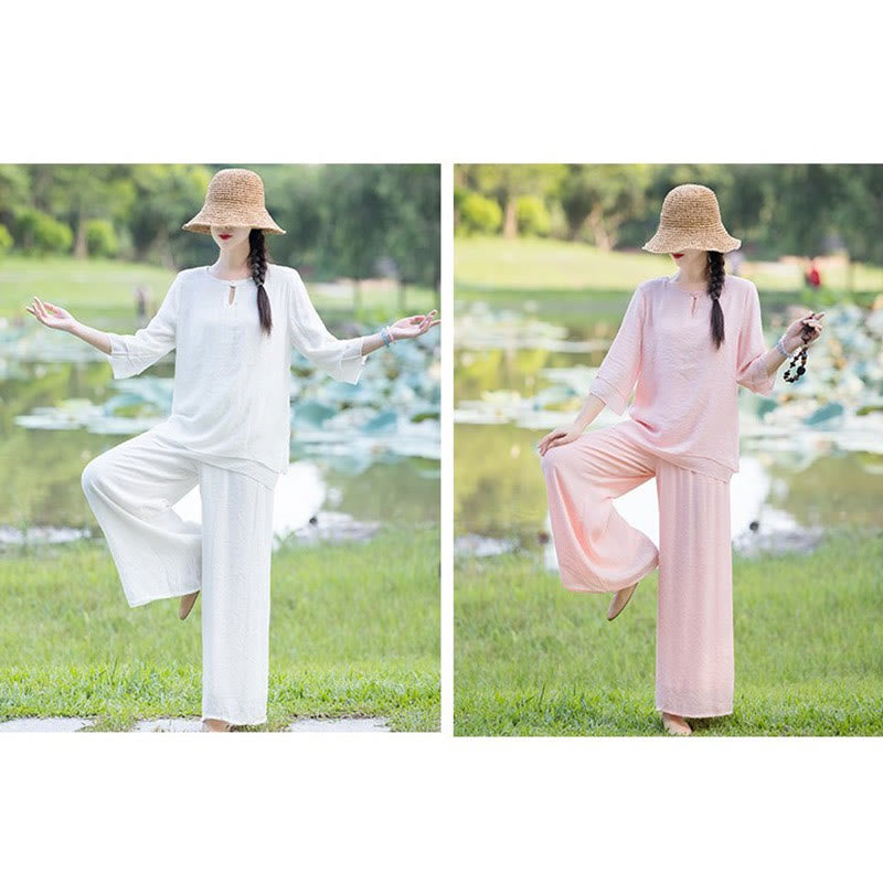 Tai Chi Meditation Prayer Zen Spiritual Morning Practice Clothing Women's Set