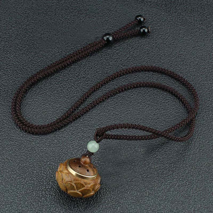 Buddha Stones Tibet Green Sandalwood Rosewood Om Mani Padme Hum Lotus Positive Soothing Necklace Pendant - image 11