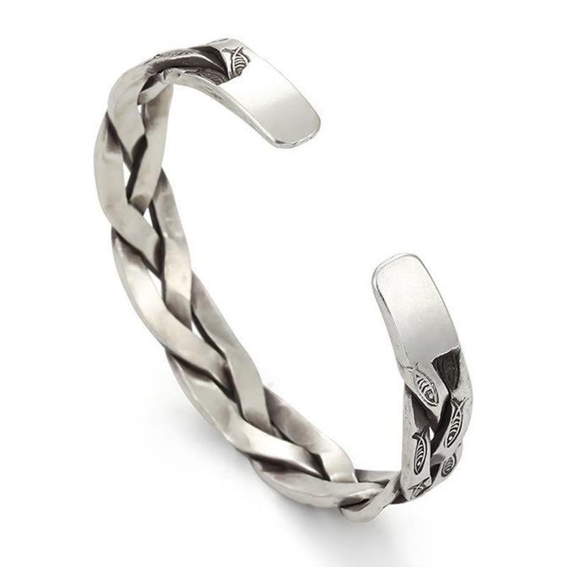 Buddha Stones Koi Fish Twisted Design Luck Wealth Cuff Bracelet Bangle - image 3