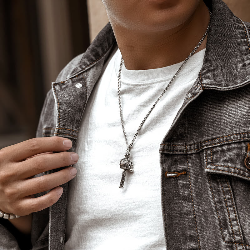 Buddha Stones Tibetan Om Mani Padme Hum Prayer Wheel Lotus Wisdom Rotatable Necklace Pendant - image 4