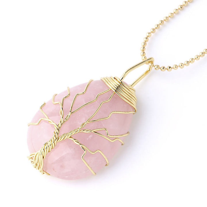 Buddha Stones Natural Quartz Crystal Tree Of Life Healing Energy Necklace Pendant - image 30