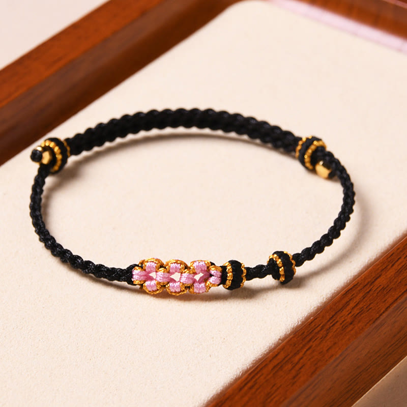 Buddha Stones Handmade Peach Blossom Protection Braided Rope Bracelet