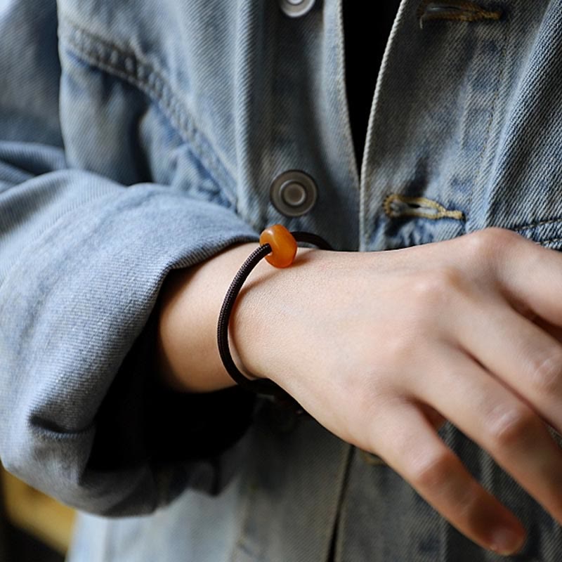 Buddha Stones 925 Sterling Silver Chinese Zodiac Natal Buddha Natural Amber Clear Anxiety Bracelet - image 3