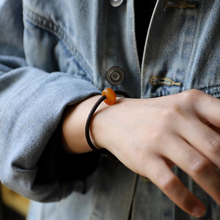 Buddha Stones 925 Sterling Silver Chinese Zodiac Natal Buddha Natural Amber Clear Anxiety Bracelet - image 3