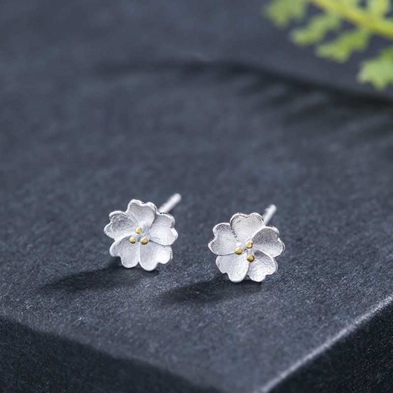 Buddha Stones 925 Sterling Silver Cherry Blossoms Floral Calm Stud Earrings - image 7