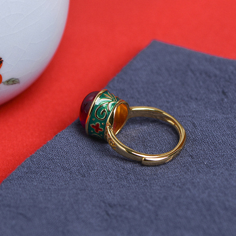 925 Sterling Silver Red Corundum Courage Ring - image 11