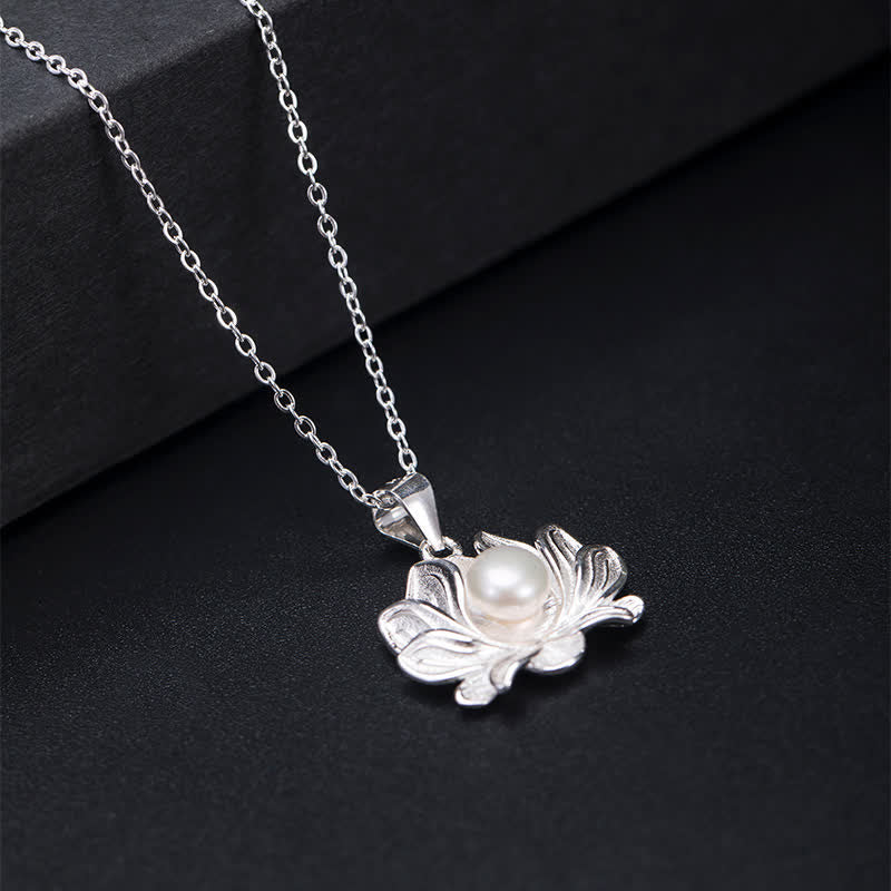 Buddha Stones 925 Sterling Silver Lotus Flower Pearl Wealth Necklace Pendant - image 6