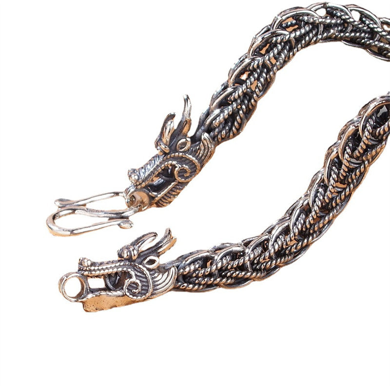 925 Sterling Silver Dragon Success Strength Bracelet Bangle - image 6