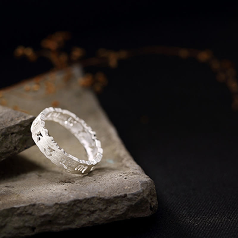 Buddha Stones Tibetan 925 Sterling Silver Om Mani Padme Hum Peace Hollow Ring - image 9