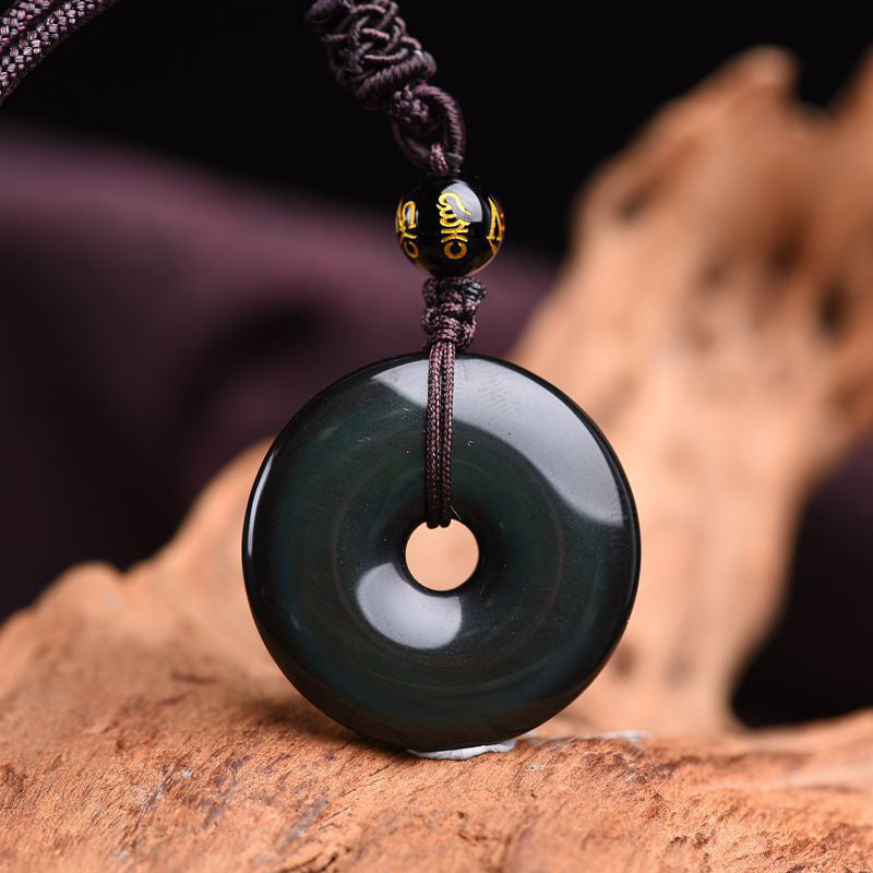 Buddha Stones Tibetan Obsidian Protection Necklace