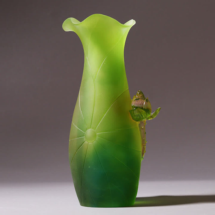 Feng Shui Lotus Handmade Liuli Crystal Art Piece Home Office Offering Decoration - image 10