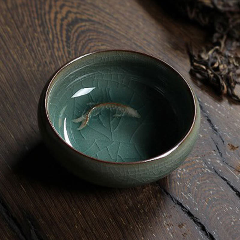 Buddha Stones Colorful Koi Fish Ceramic Teacup Kung Fu Tea Cup Bowl - image 12