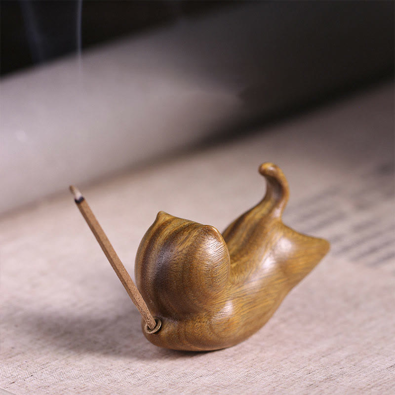 Buddha Stones Green Sandalwood Cute Cat Pattern Soothing Stick Incense Burner Decoration - Green Sandalwood Cat 5.6*3.4*2.3cm - image 1