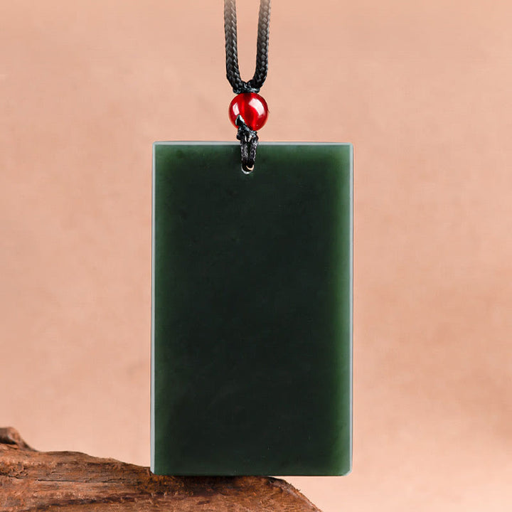 Buddha Stones Hetian Cyan Jade Dragon Engraved Success Necklace Pendant - image 6