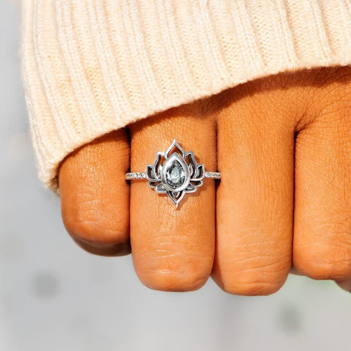 Buddha Stones Sterling Silver Lotus Zircon Blessing Protection Ring - image 8