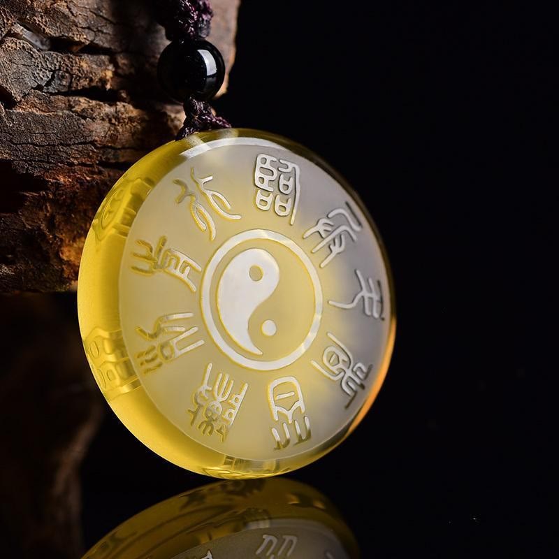Buddha Stones Taoism Five Sacred Mountains Yin Yang Symbol Liuli Crystal Balance Necklace Pendant Key Chain - image 10