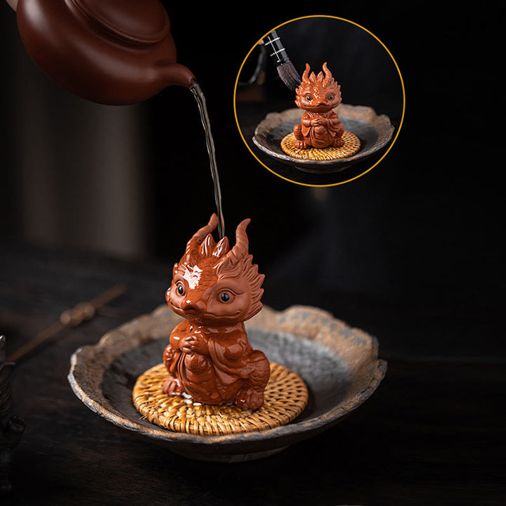 Buddha Stones Luck Dragon Wealth Tea Pet Purple Clay Figurine Decoration - image 9