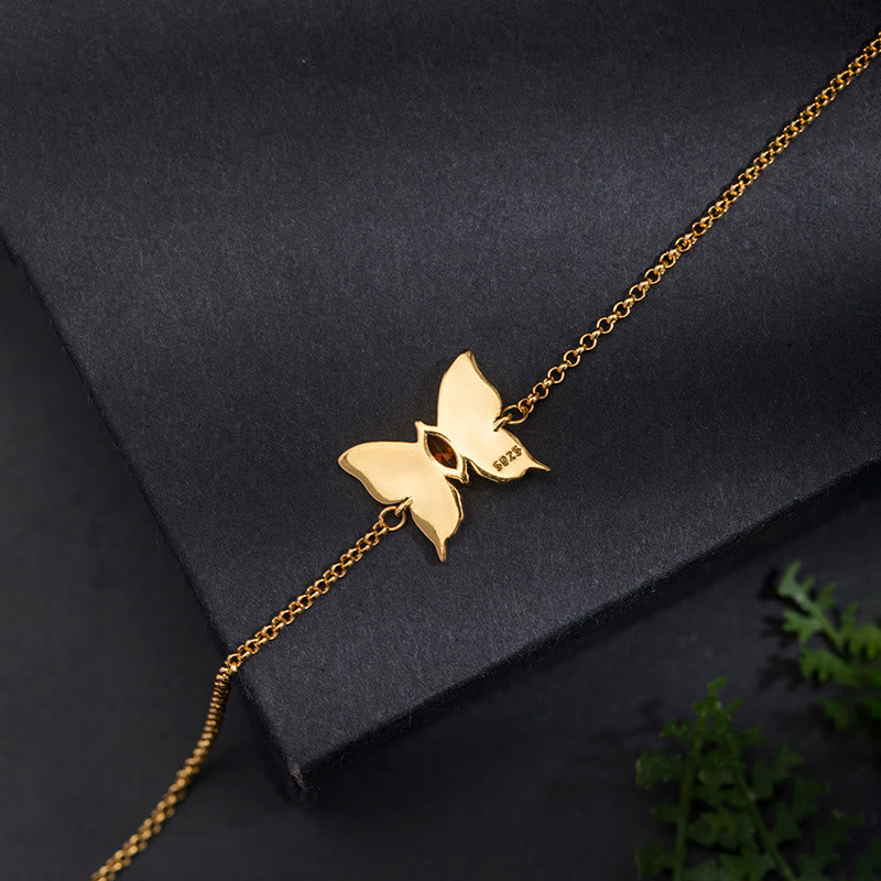 Buddha Stones 925 Sterling Silver Butterfly Zircon Love Chain Bracelet - image 4