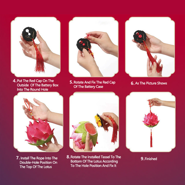 DIY Lotus Flower Dragon Lantern Tassel Lamp Decoration - image 31