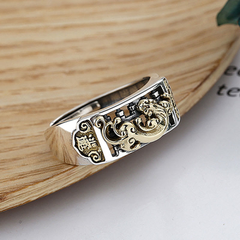 925 Sterling Silver PiXiu Luck Wealth Adjustable Ring - image 5