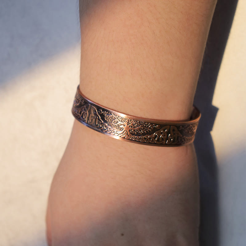 Buddha Stones Lucky Tree Of Life Balance Magnetic Adjustable Cuff Bracelet Bangle - image 4