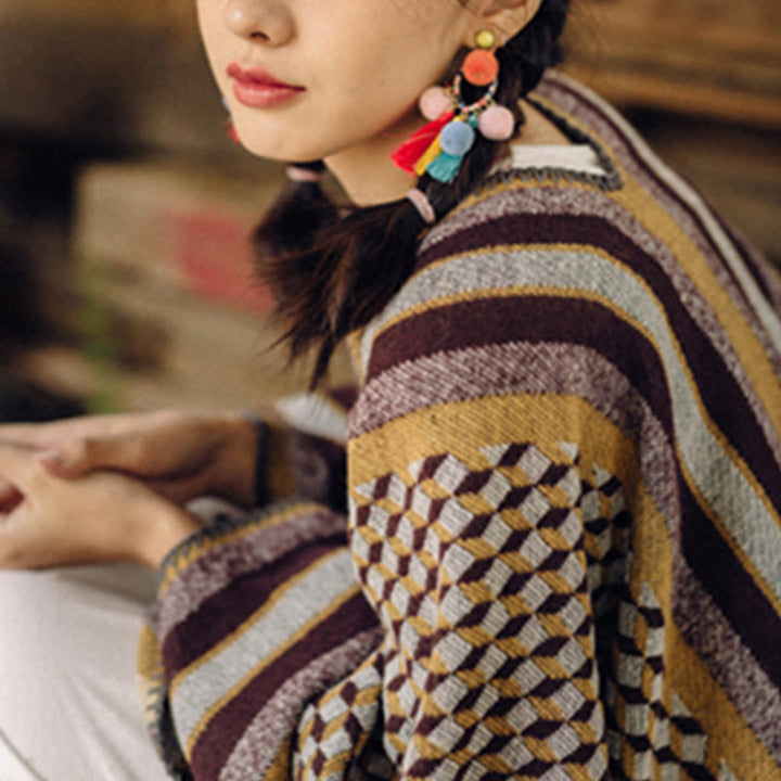 Tibetan Shawl Classic Pattern Winter Cozy Warm Travel Scarf Wrap - image 14