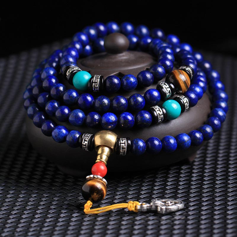 Buddha Stones 108 Beads Lazurite Lapis Lazuli Positive Bracelet Mala - 8mm*108 - image 0