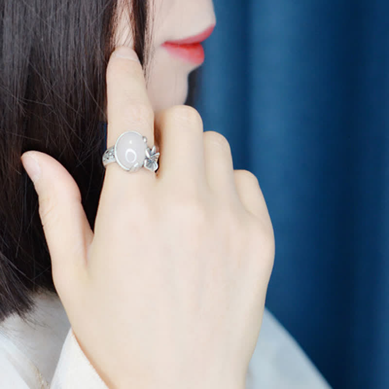 990 Sterling Silver Natural Chalcedony Plum Positive Harmony Ring - image 11