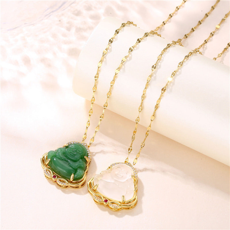 Buddha Stones Natural Laughing Buddha Peace Necklace - image 2