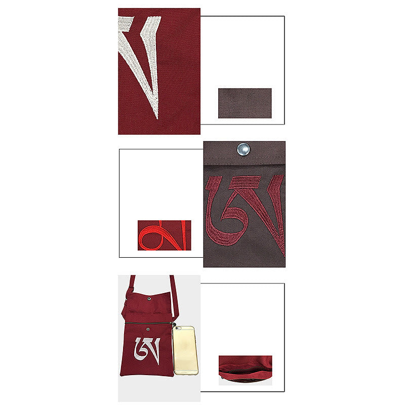 Handmade OM Mantra Embroidered Spiritual Mind Practice Cotton Crossbody Bag Shoulder Bag Cellphone Bag - image 6