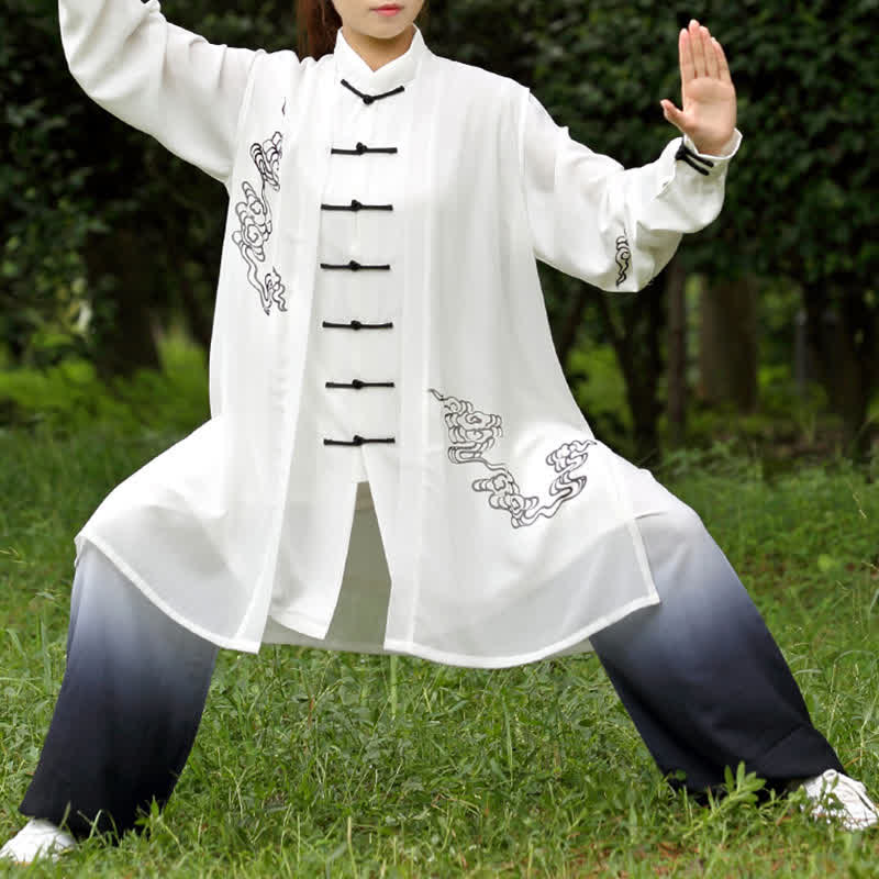 Auspicious Clouds Gradient Meditation Prayer Spiritual Zen Tai Chi Qigong Practice Women's Clothing Set