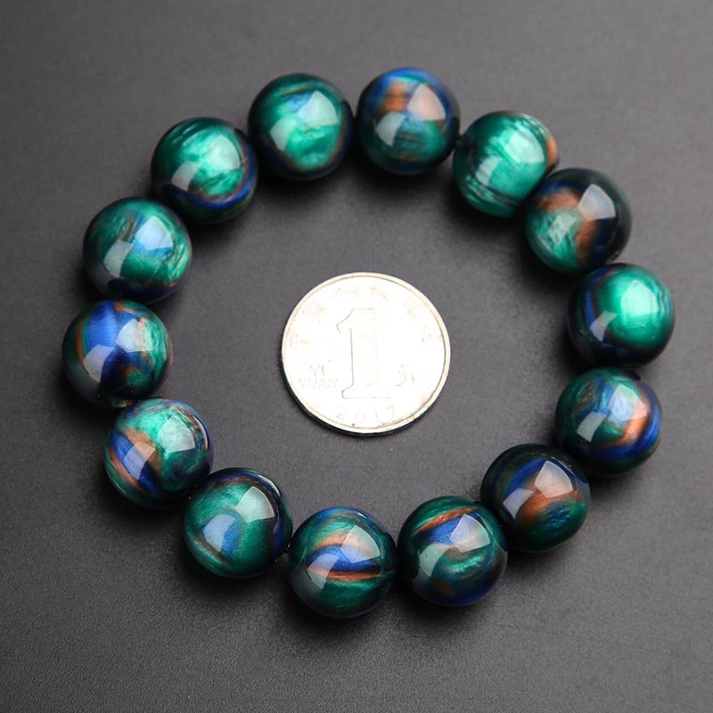 Buddha Stones Colorful Sea Willow Mala Positive Bracelet Ring - image 4