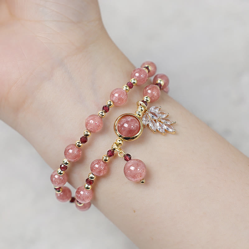 FREE Today: Healing of Love Strawberry Quartz Double Wrap Bracelet