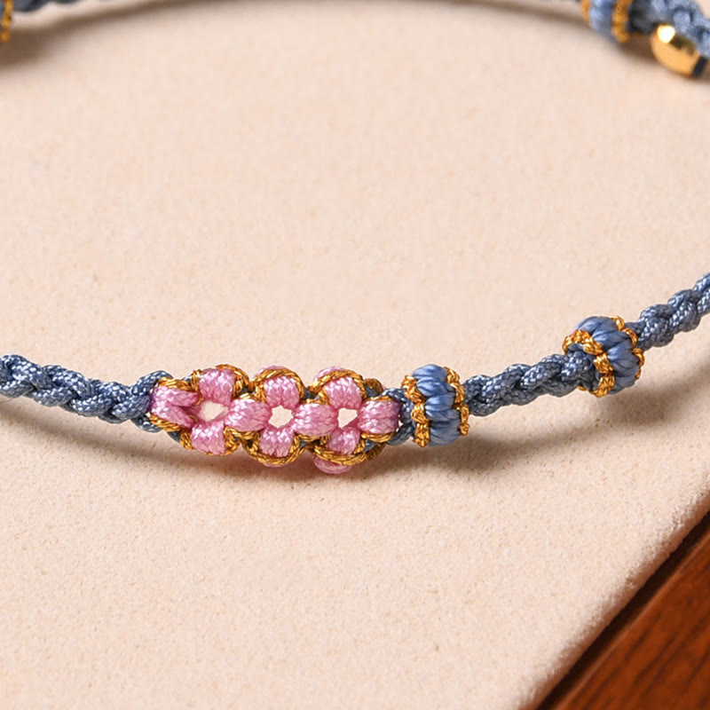 Buddha Stones Handmade Peach Blossom Protection Braided Rope Bracelet