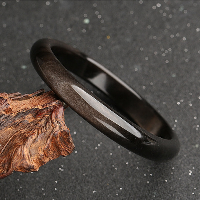 Buddha Stones Gold Sheen Obsidian Silver Sheen Obsidian Protection Bracelet Bangle - image 5