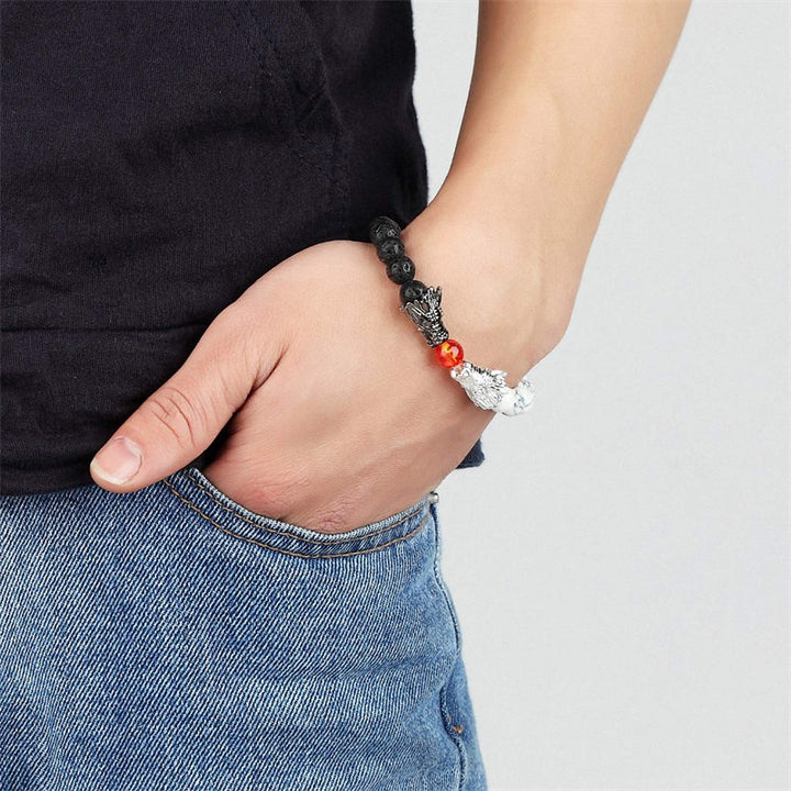 Buddha Stones White Turquoise Lava Rock Dragon Blessing Beaded Bracelet - image 2