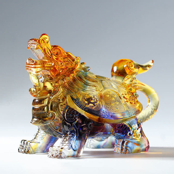 Feng Shui Dragon Turtle Handmade Liuli Crystal Art Piece Home Office Decoration - image 1