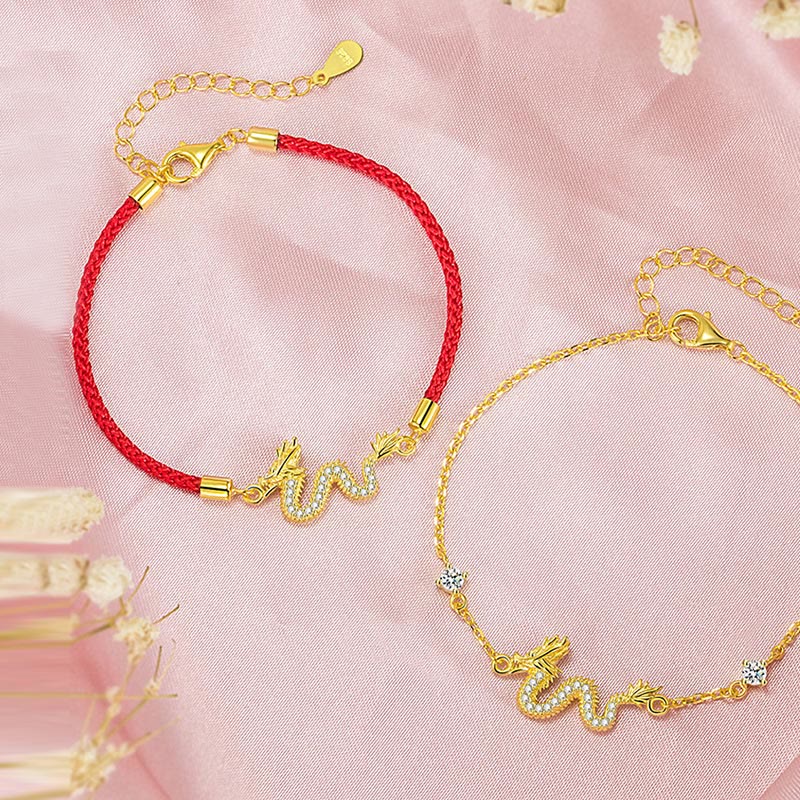 Buddha Stones 925 Sterling Silver Year Of The Dragon Auspicious Golden Dragon Luck Red Rope Chain Bracelet - image 14