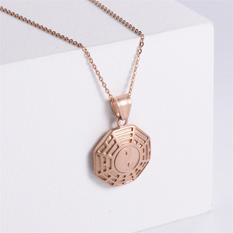 Bagua Yin Yang Titanium Steel Balance Necklace Chain Pendant - image 9